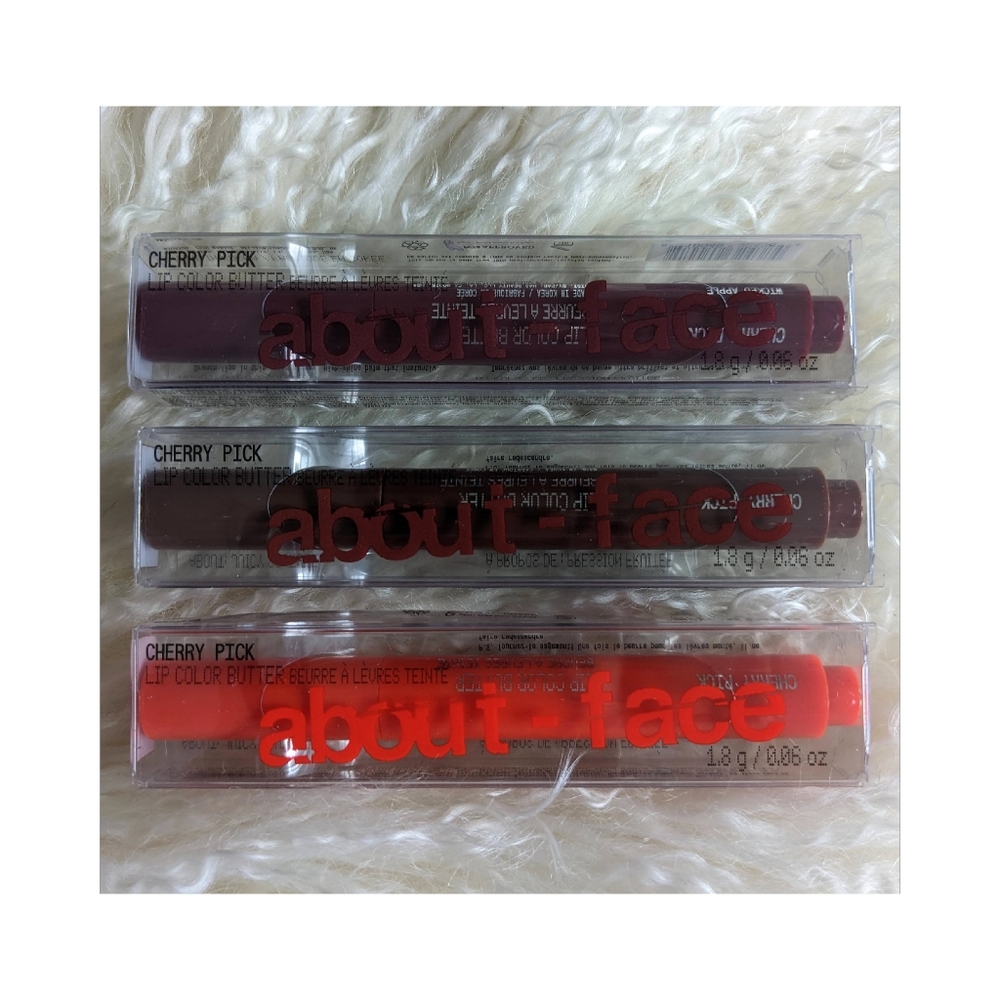 NWT About Face Cherry Pick Lip Color Butter x 3